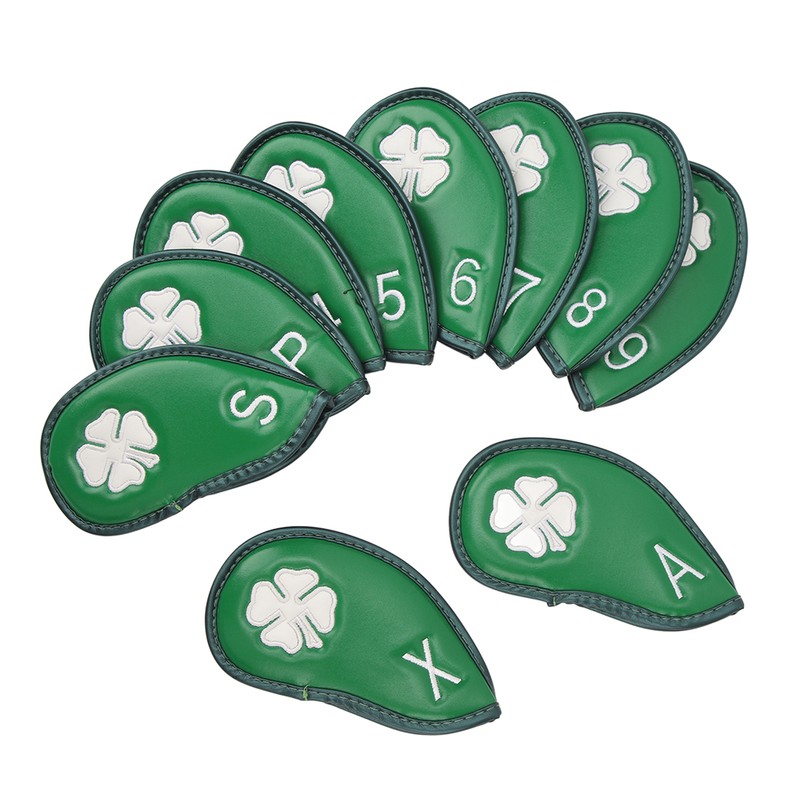 10 PCS Golf Club Head Covers Four Leaf Clover Pattern
