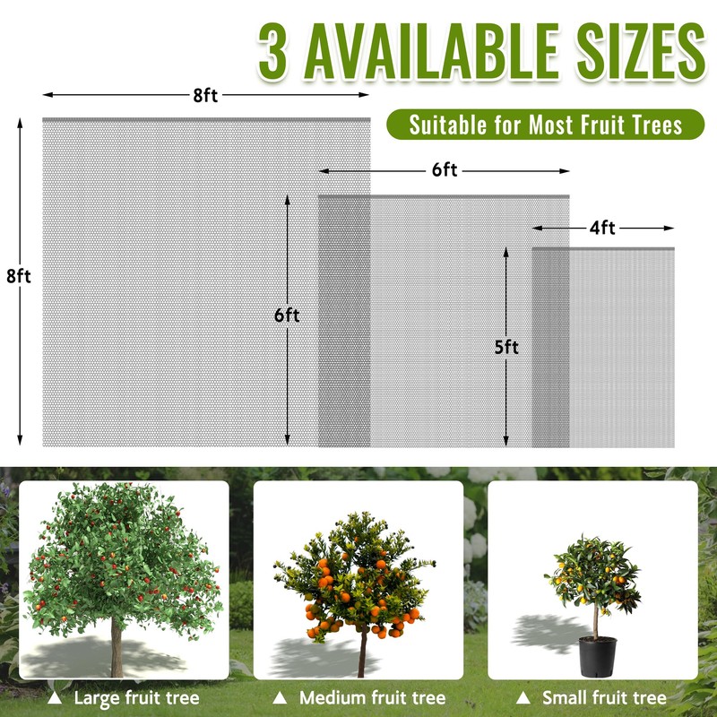 Homiton 2 Pack Fruit Tree Netting Bags with Zipper and