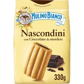 Mulino Bianco Biscotti Frollini Nascondini con Cioccolato da Mordere, Senza Olio di Palma, Colazione Ricca di Gusto, 330 g