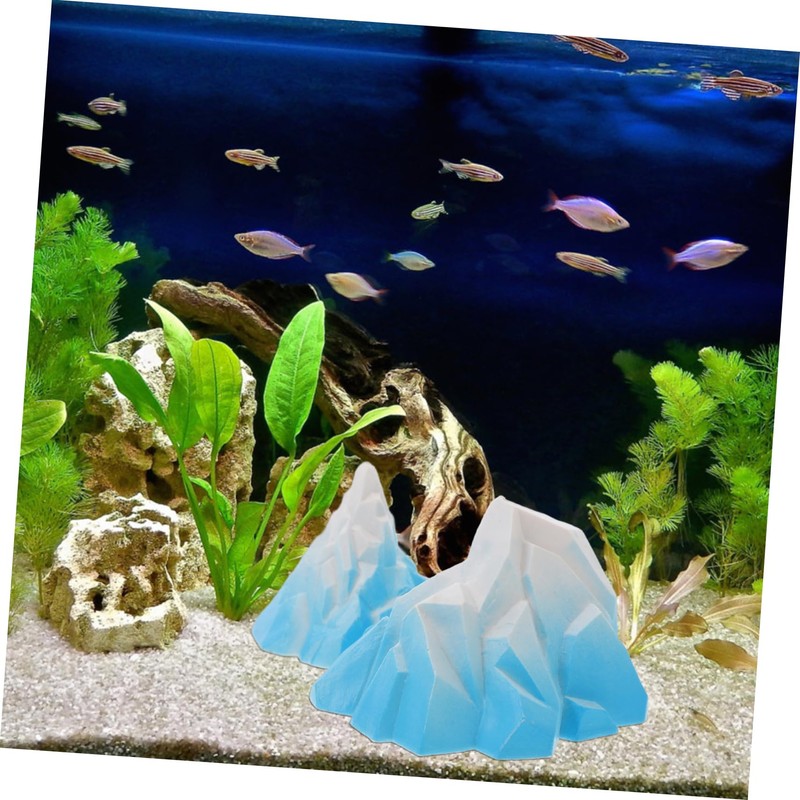 Mobestech 2pcs Miniature Floeberg Model for Fish Tank Realistic Iceberg