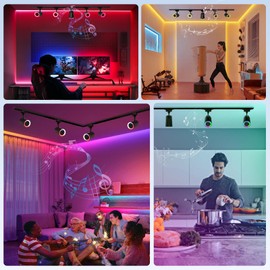 Gsou 3 Pack Bluetooth Ceiling Speakers, RGB Track Light Bluetooth Speaker, Plug IN Light head with 3.3FT Track,Color Changing Lights Bluetooth Speaker for Smart TV,Home Decoration,Kitchen,Karaoke,Game