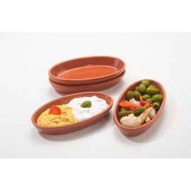 Mediterranean Clay Crockery Set of 4 I Ceramic I Cazuela Bowl, Tapas and Casserole Bowl I 700 ml