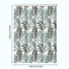 Shower Curtains For Bathroom, 180x180cm Waterproof Polyester Garden Shower Curtain Outdoor With 12 Hooks, Quick-Dry & Mould Resistant Green Bath Curtain Fits Bathrooms Dorms & Outdoor