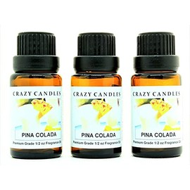 Crazy Candles Pina Colada (Made in USA) 3 Bottles 1/2 FL Oz Each (15ml) Premium Grade Scented Fragrance Oil