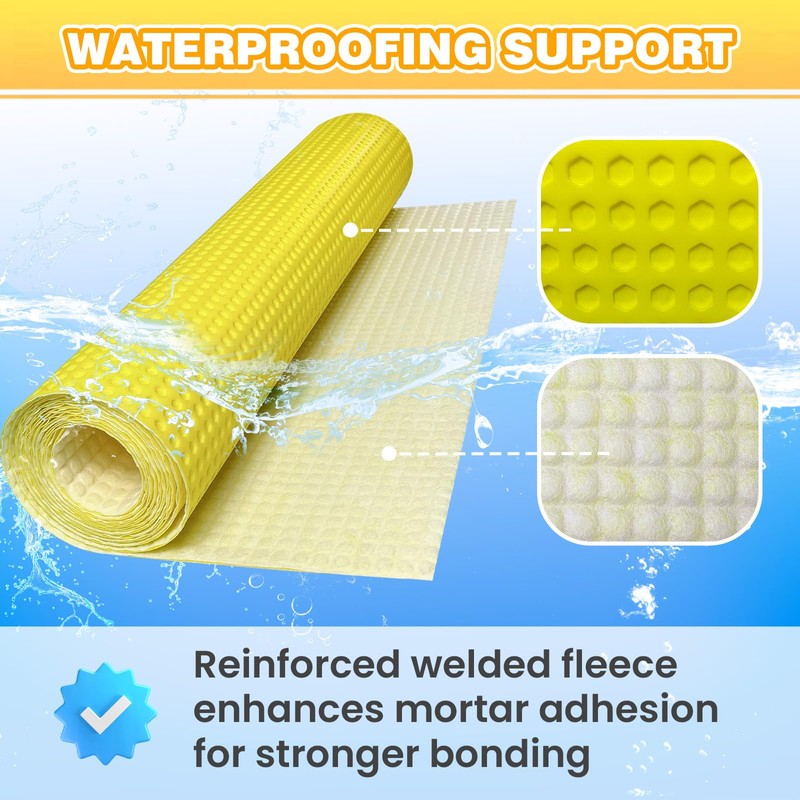 MAXKOSKO 108 Sq.Ft. uncoupling Membrane for Tile, 1/8''(3mm) Thick Waterproof