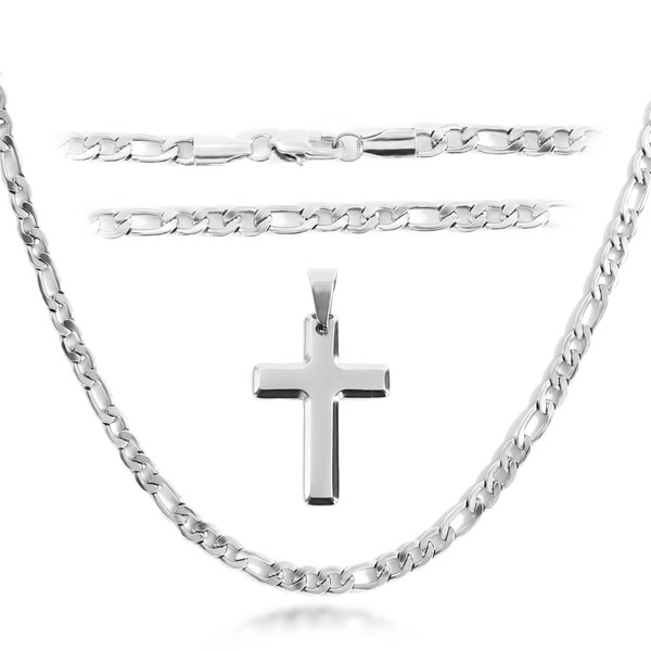 NOMOKOS Figaro Chain for Men - 14K White Gold Plated