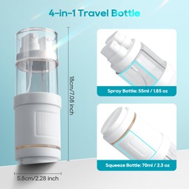 Morfone 4 in 1 Squeeze Bottles Spray Bottle Set, Travel Bottles for Toiletries, TSA Approved Travel Containers (White)