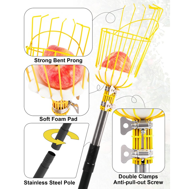 BlumeTrec 6.5FT Fruit Picker, Apple Picker Tool with Adjustable Pole