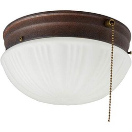 6720200 Two-Light Flush-Mount Indoor Ceiling Fixture with Pull Chain, Sienna Finish with Frosted Fluted Glass