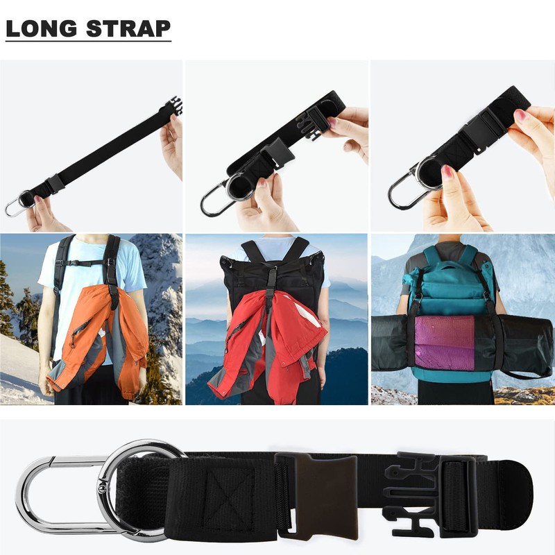 Elastic Jacket Gripper Travel Strap with D-Ring Hooks and Buckle,
