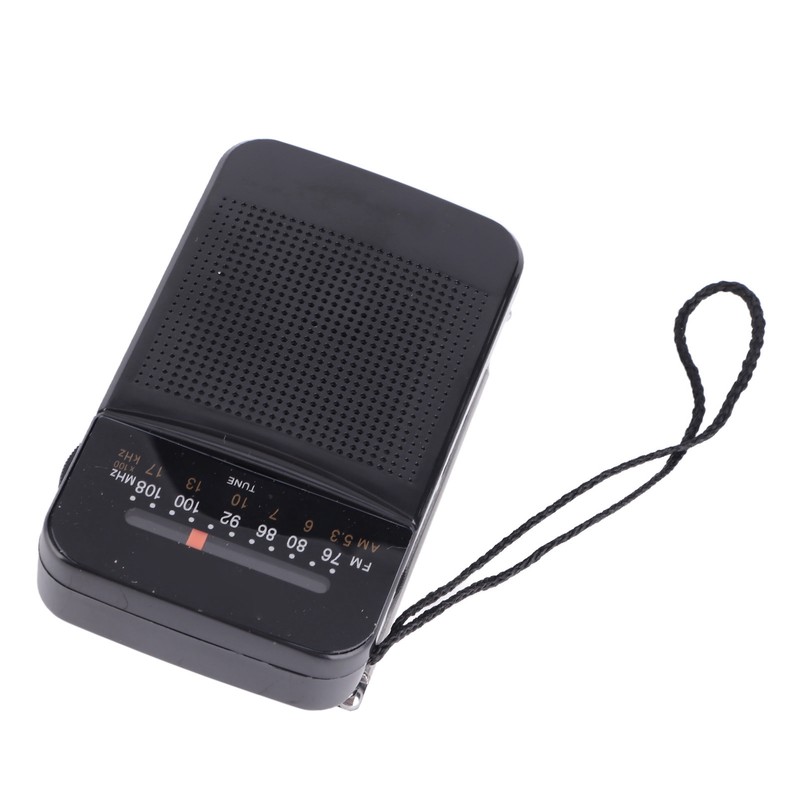 Portable AM FM Radio Black Color Headset Pluggable Built in