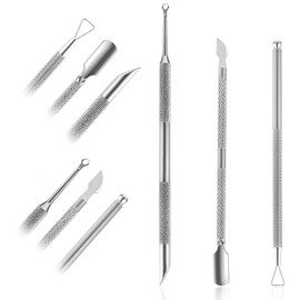 3Pcs Metal Cuticle Pusher and Scraper, Pre-Treatment Nail Cuticle Pusher Remover, Nail Art Dead Skin Removing Manicure Tool