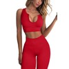 QINSEN Workout Outfits for Women 2 Piece Ribbed Seamless Crop