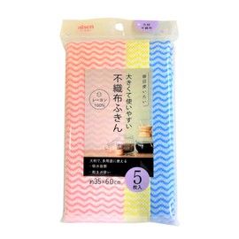 Aisen KFL13 Large and Convenient, Used in Food Coat, For Tables, Non-Woven Cloths, Dish Towels, Pack of 5, 13.8 x 23.6 inches (35 x 60 cm)