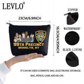 LEVLO Brooklyn 99 TV Show Cosmetic Make Up Bag - 99TH Precinct Black Zipper Pouch Bag - Brooklyn 99 Fans Gift Merchandise