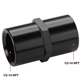 Podavelle 1/2 NPT Female to 1/2 NPT Female Coupler Fitting Adapter Straight Aluminum Black