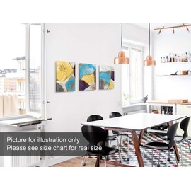 Niwo ART - Yellow Purple Blue, 3-piece Abstract Canvas Wall Art Home Decor, Gallery Wrapped, Stretched, Framed Ready to Hang (24"x16"x1.5")