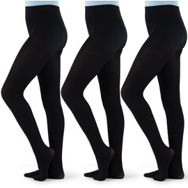 The Fancy Dress 3 Pack Girls Tights Cotton Rich Soft Plain Kids School Footed Black Tights For Girl’s Age 9-10 Years