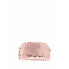 Victoria's Secret PETAL EDGE BEAUTY BAG Cosmetic Make up Case Pouch Shiny Pink