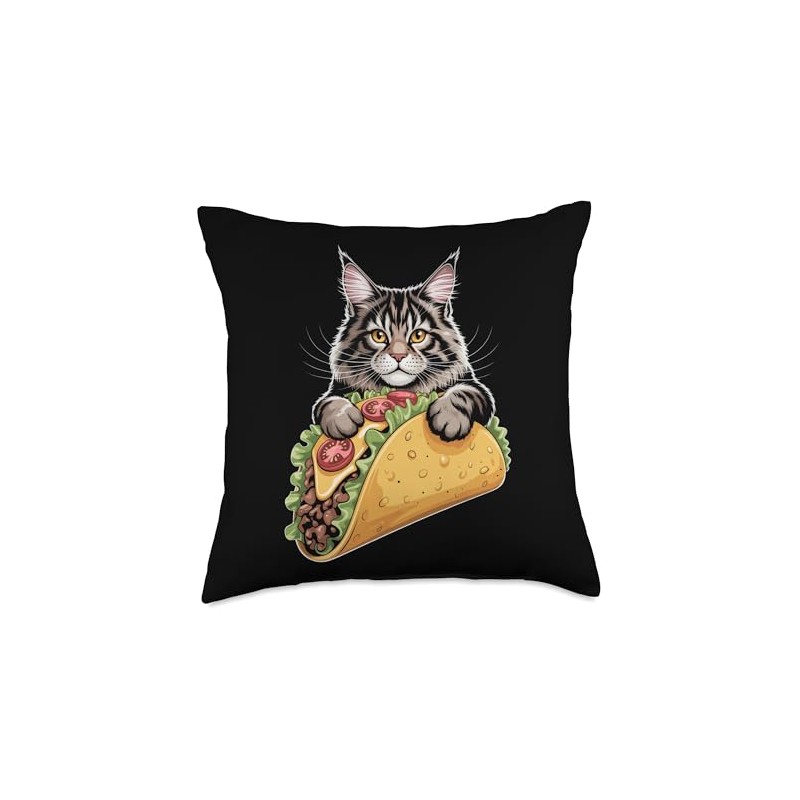 Funny Cat Taco Lover Throw Pillow