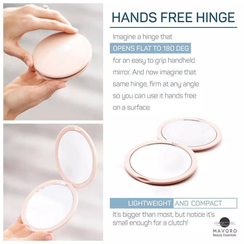 Mavoro Magnifying Compact Mirror for Purses 1x/10x Magnification â€“ Double
