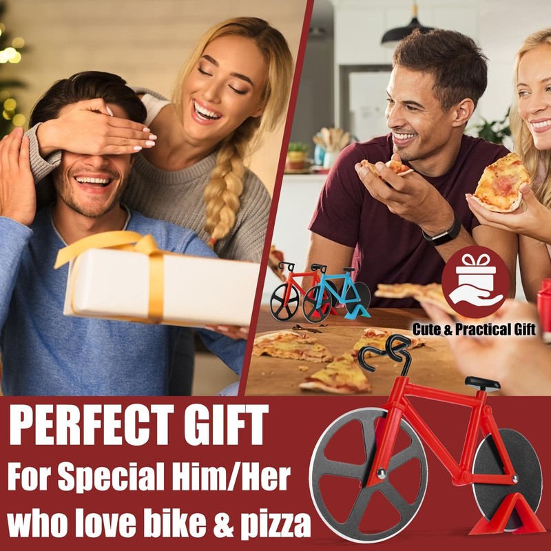 Thapncow Bicycle Pizza Cutter, Stainless Steel Pizza Cutter, Funny Kitchen