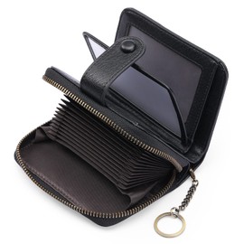 GAEKEAO Women's Purse Large Card Holder with 32 Card Slots RFID Protection Business Card Case with Zip Gifts for Women Wallet Purse Women, B-black, Elegant