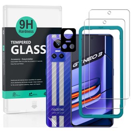 Ibywind para Realme GT Neo 3 5G 6.7, 2 Protector Pantalla1 Protector Cámara1 Protector Trasera Fibra Carbono,Cristal Templado                         