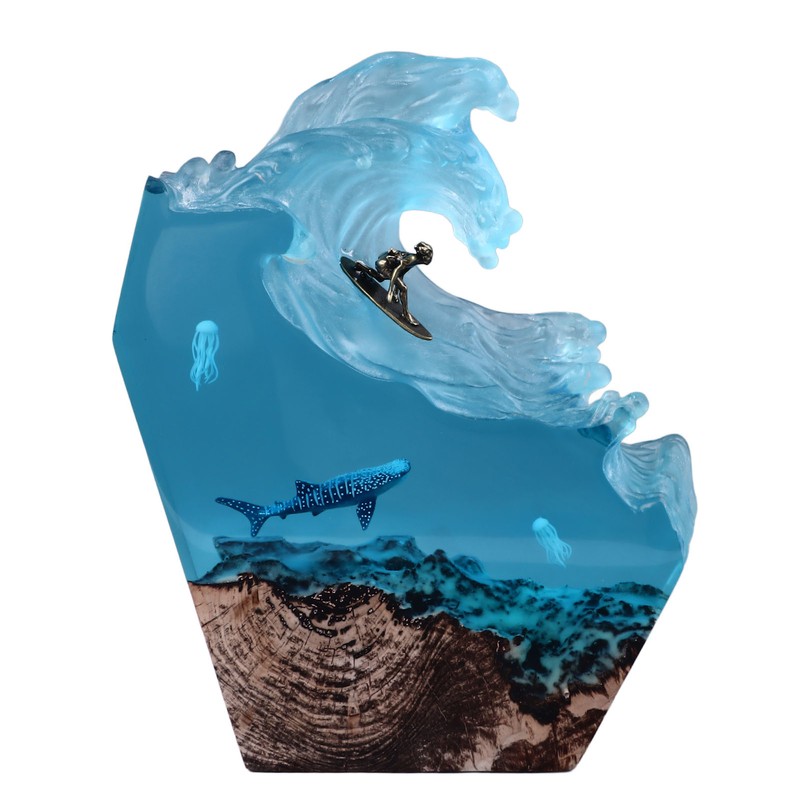 Desktop Sea Wave Decoration Delicate Resin Lamp Night Light for