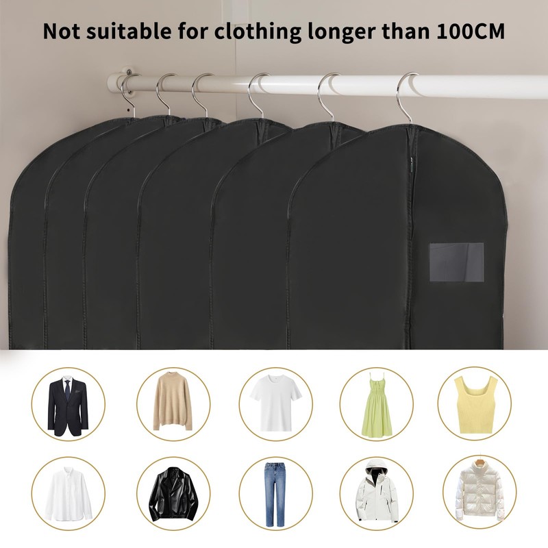 CNMTCCO Premium Garment Bag, Black, Short, Pack of 2, 100