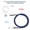 Aibole 25Ft-3/8 Balck＆Blue Cable Management Cord Protector Braided Wire Loom