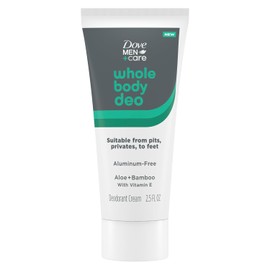 Dove Men + Care Crema Desodorante Para Todo El Cuerpo Sin Aluminio Con Aloe Y Bambú, Apta Para Axilas, Zonas Íntimas Y Pies, 2,5 Fl Oz 2,5 Onzas Líquidas (Paquete De 1)