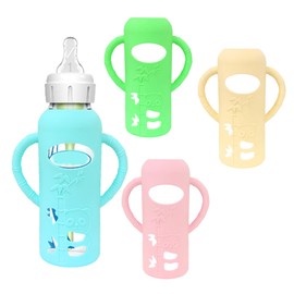 4 pack Baby Bottle Handles Compatible with Dr Brown's Glass Bottles, Baby Bottle Holder Hands Free Cultivate Baby's Sense of Independent Eating and Add Fun to Eating