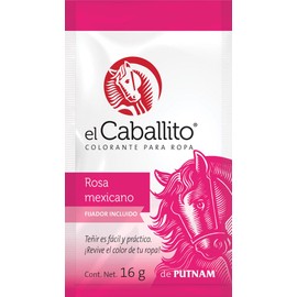 el Caballito, el único Colorante en Polvo para ropa color Rosa mexicano ¡Revive y cambia el color de tu prenda favorita! Sobre con 16g