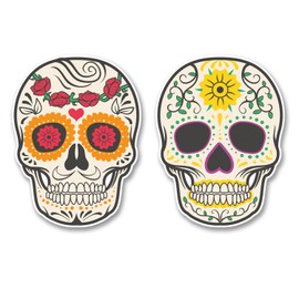 2 x 10cm Sugar Skull Vinyl Sticker Decal Laptop Car Bike Helmet Girls #6228 (7.5cm Wide x 10cm Tall)