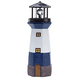 Miles Kimball Solar Lighthouse by Maple Lane CreationsTM- Rotating LED Light Outdoor Décor - Lawn and Garden Resin Lighthouse