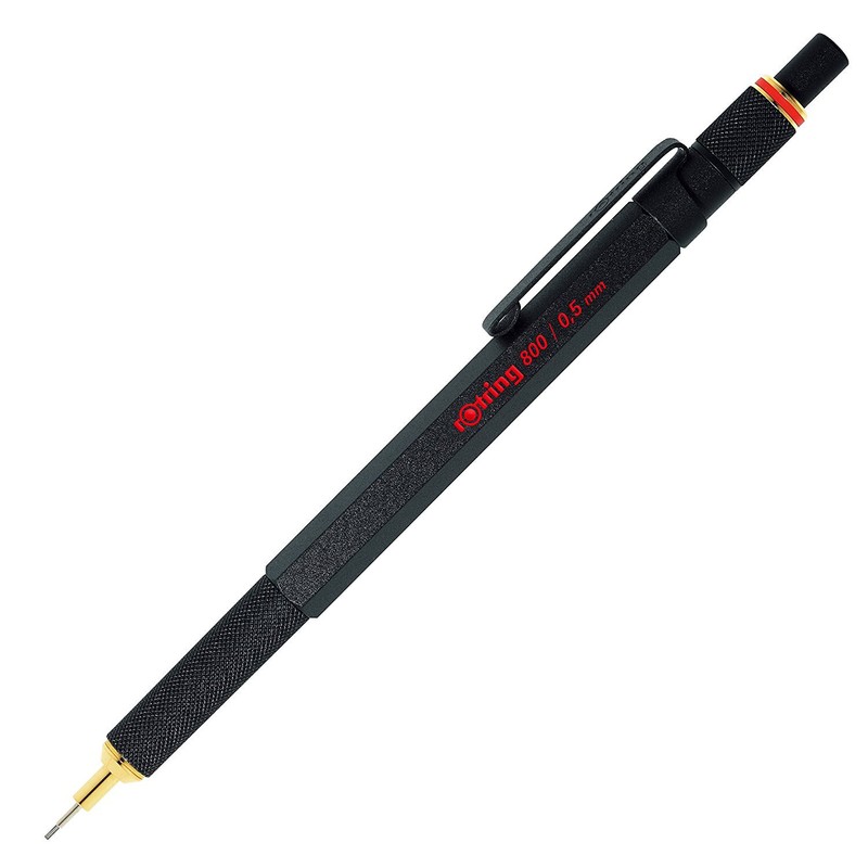 rOtring 800 Mechanical Pencil 0.5mm Black Metal Barrel and Velvet