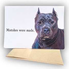 Fava Bean Productions I'm Sorry Card, American Bully Card - Mistakes Were Made (1 Premium Card, 5x7 inches, Cute Message Inside) Funny Apology Card - Sorry From the Dog - 339