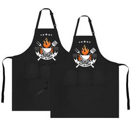 JINGTOPS 2 Stück kochschürze Männer, Grill Schürzen mit Taschen, Wasserdichte Küchenschürze Grillschürze Lustig Herren, Grillzubehör, Geschenke 30/40/50/60/70 Geburtstag Mann,Vatertag