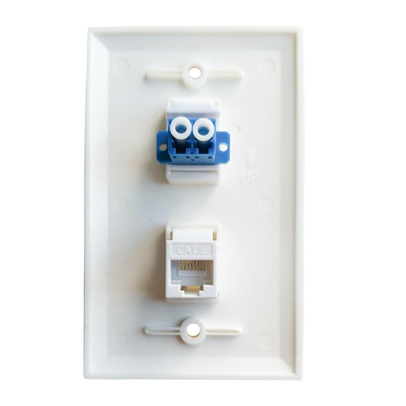 BUPLDET LC/UPC Fiber CAT6 Ethernet Wall Plate - Single Gang