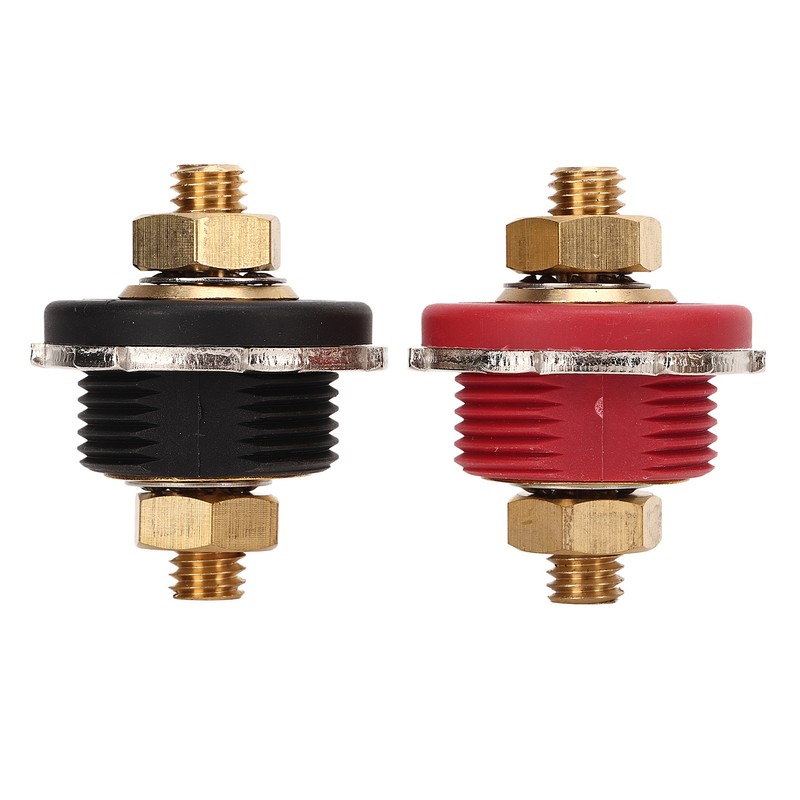 2PCS 3/8in Thru Panel Battery Terminal 250A Black Red Universal