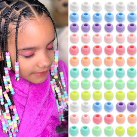 NAISKA 60Pcs Colorful Hair Beads for Braids-10x12mm Macaron Color Loc Dreadlock and Hair Jewelry Accessories Pony Beads Decoration Jewelry Making for Kids and Girls