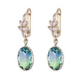 Pendientes de Mujer TREE NEST Aretes de Mujer con Cristal, Pendientes Colgantes Ovalados Elegantes y Nobles, Joyería Regalo Ideal para Mujer, Color Azul Verdoso 10014