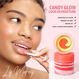 Easilydays Lip Plumper Nourishing Flavor Lip Mask, Candy Swirl Nourishing Balm Hydrating, Firming, Soft, Smooth Moisturizing For Women Lip Lines, Dry Lips, Overnight Lip Sleeping Mask, Vegan, 01#Lemon
