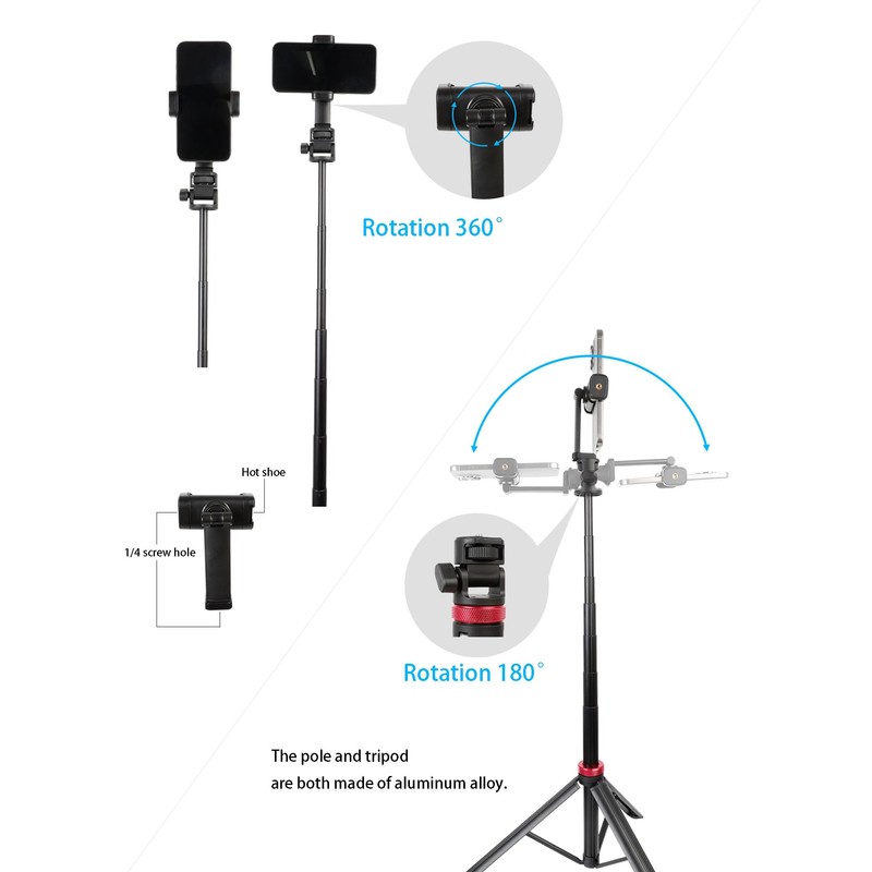81" Expandable Selfie Stick Tripod for Insta360 Luna Ultra &