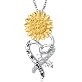 Ladytree Sunflower You are My Sunshine Necklace for Women 925 Sterling Silver Jewelry Gift