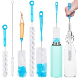 Turbo - Juego de 5 cepillos para botellas de microfibra, para limpiar biberones, botellas de agua, vasos, decantadores de vino, frasco, bong, limpiador de jarrones, un cepillo para polvo limpiador de