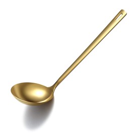 Gold Ladle, Berglander Stainless Steel Kitchen Ladle With Titainium Gold Plating, Soup Ladle, Cooking Ladle, Metal Soup Spoon For Cooking, Dishwasher Safe, Easy to Clean