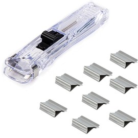 1 Set Paper Portable Handheld Paper Clip Dispenser with 50 Pieces Silver Clips Quick Paper Clip for Attaching Loose Paper Desk Office Home School