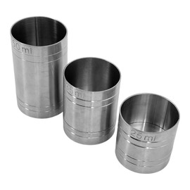 Chabrias Stainless Steel Copper Thimble Measure Bar Pub Club Spirit Measure CE Marked Government Stamped (Silver, 25ml/35ml/50ml Set)